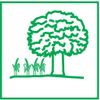 Grünes Symbol eines Baumes und Gräsern, das eine Wiesen- und Waldtour darstellt. Der Baum ist stilisiert und von einem Rahmen umgeben.